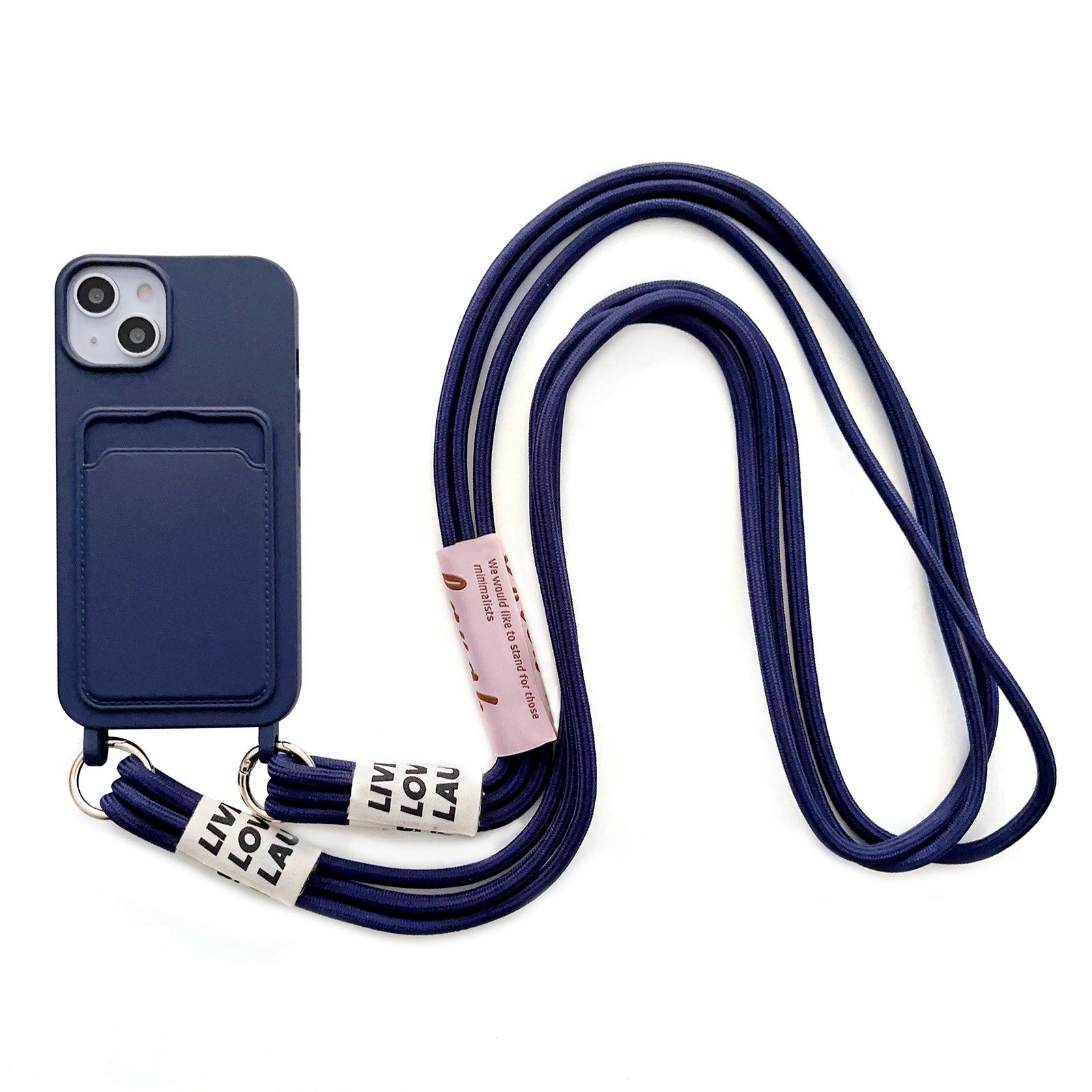 Pro iPhone 14 Plus Slot na kartu Pouzdro na telefon Tekutý silikonový ochranný kryt proti poškrábání s poutkem na zavěšení Pro iPhone 14 Plus Slot na kartu Pouzdro na telefon Tekutý silikonový ochranný kryt proti poškrábání s poutkem na zavěšení